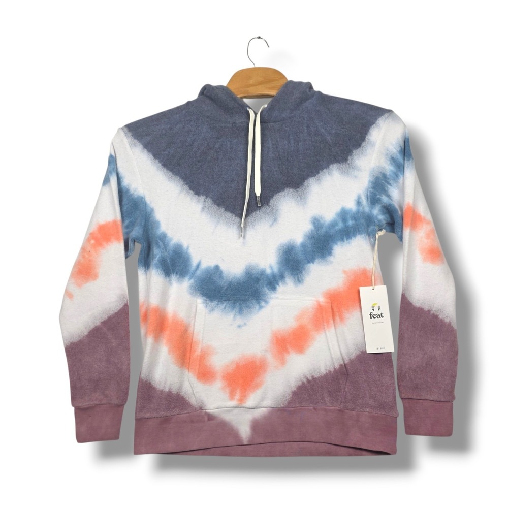 Feat BlanketBlend Hoodie Med NWT Softest Sweatshirt Chevron Tie Dye Multicolor